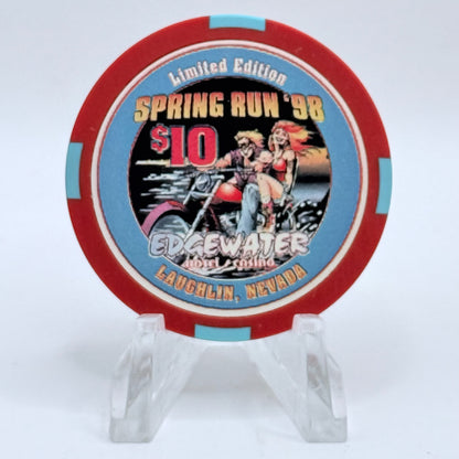 Edgewater Laughlin Nevada 1998 'Spring Run' LE $10 Casino Chip N9583