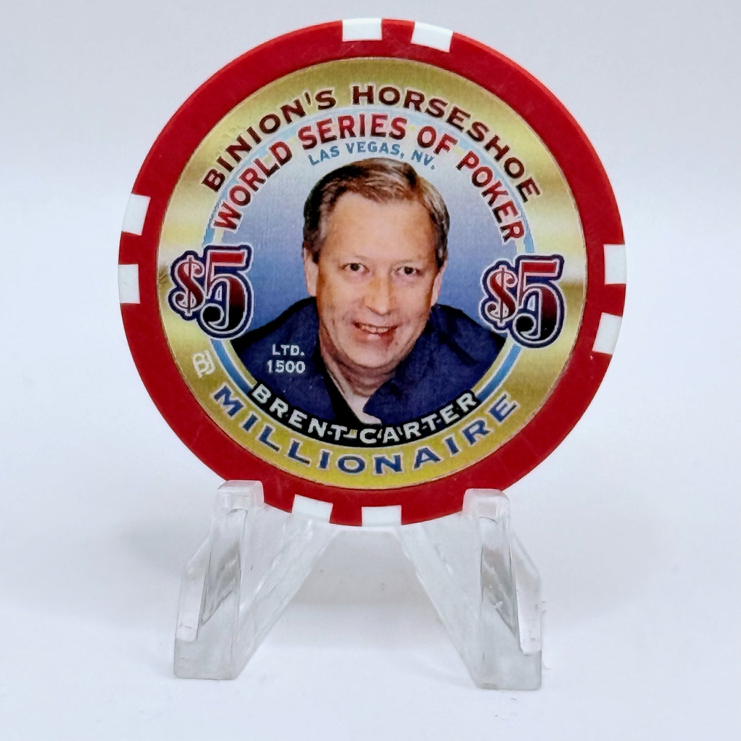 Horseshoe Club (Binion's) Las Vegas Nevada 2002 'Brent Carter' Series 17 LE $5 Casino Chip E1241