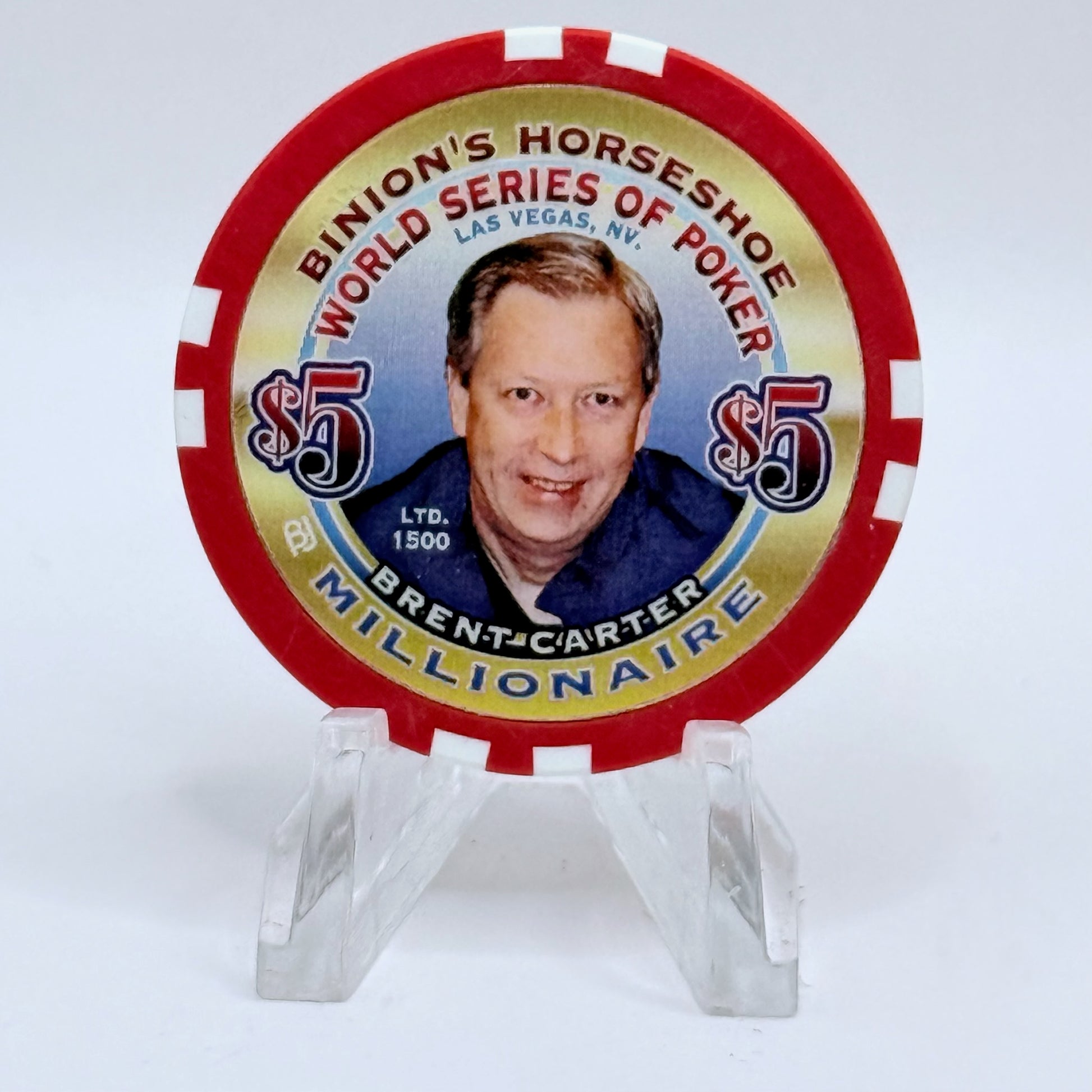 Horseshoe Club (Binion's) Las Vegas Nevada 2002 'Brent Carter' Series 17 LE $5 Casino Chip E1241