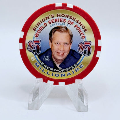 Horseshoe Club (Binion's) Las Vegas Nevada 2002 'Brent Carter' Series 17 LE $5 Casino Chip E1241