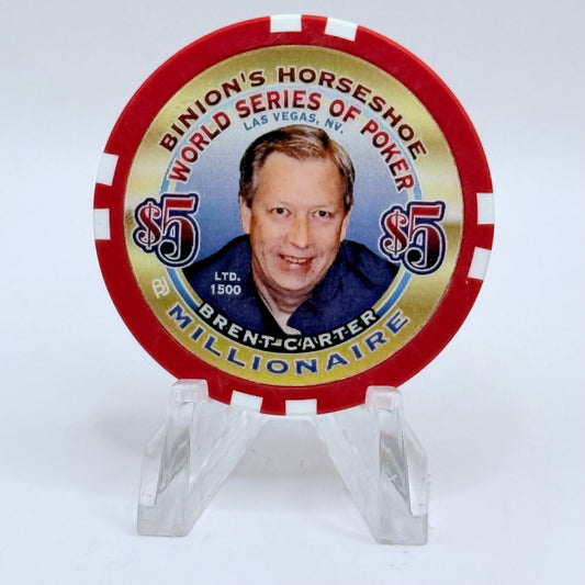 Horseshoe Club (Binion's) Las Vegas Nevada 2002 'Brent Carter' Series 17 LE $5 Casino Chip E1241