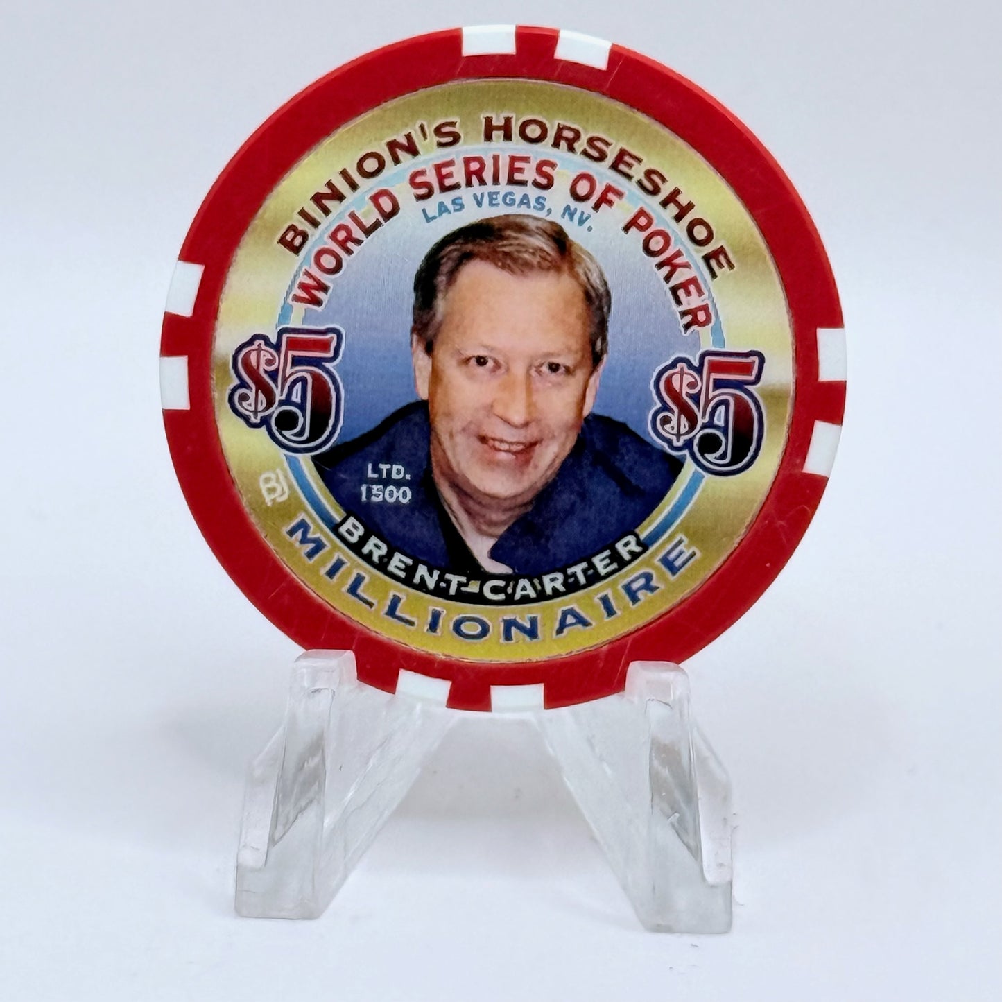 Horseshoe Club (Binion's) Las Vegas Nevada 2002 'Brent Carter' Series 17 LE $5 Casino Chip E1241