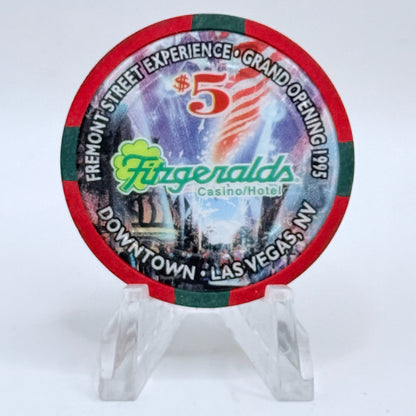 Fitzgeralds (Fitz) Las Vegas Nevada 1995 'Fremont Street Grand Opening' LE $5 Casino Chip N2340