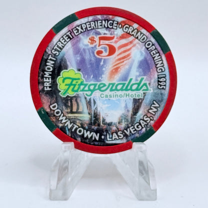 Fitzgeralds (Fitz) Las Vegas Nevada 1995 'Fremont Street Grand Opening' LE $5 Casino Chip N2340