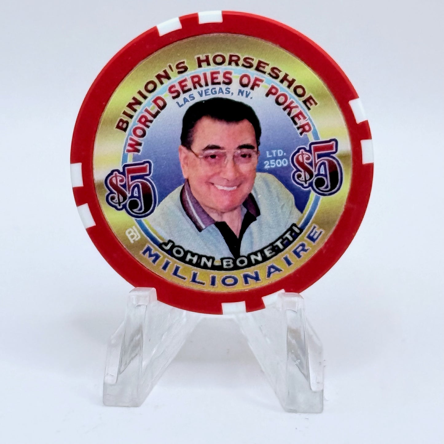 Horseshoe Club (Binion's) Las Vegas Nevada 2002 'John Bonetti' Series 17 LE $5 Casino Chip V9073