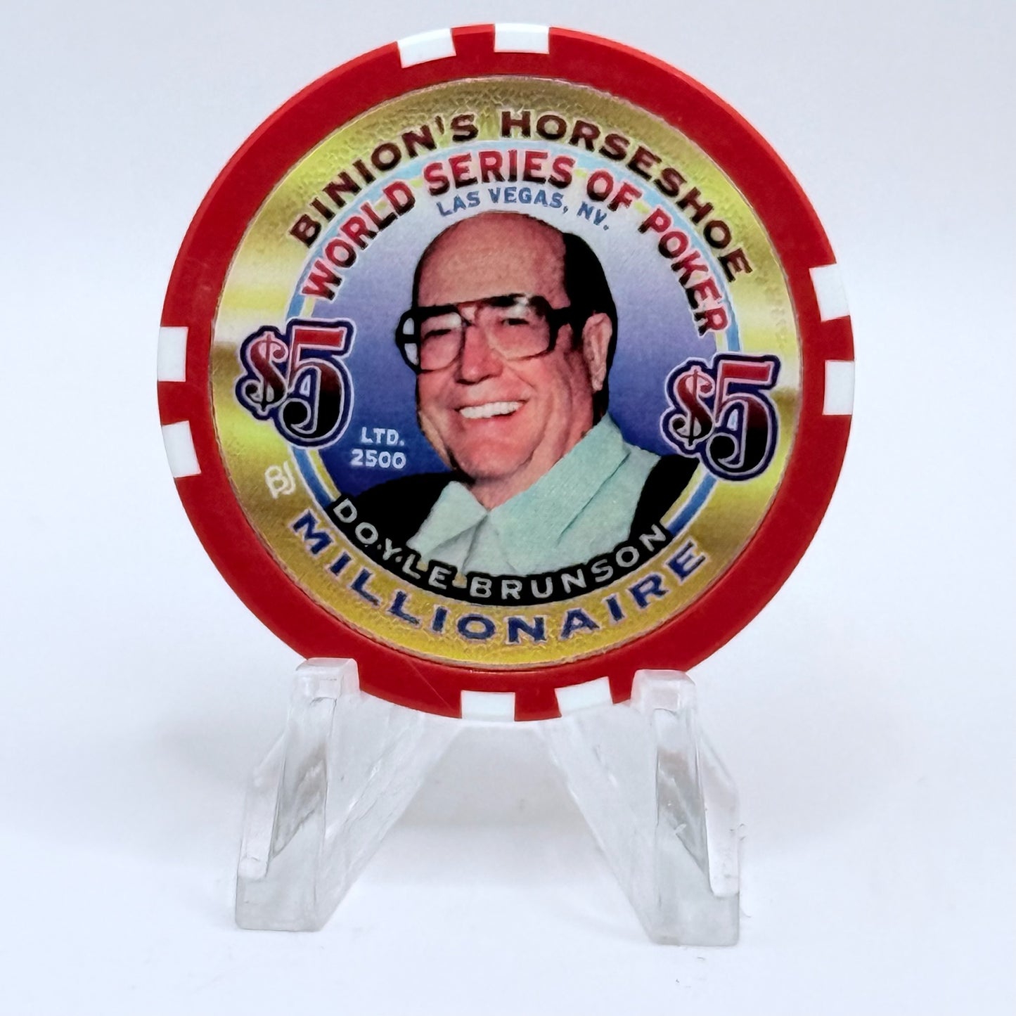 Horseshoe Club (Binion's) Las Vegas Nevada 2002 'Doyle Brunson' Series 17 LE $5 Casino Chip V9074
