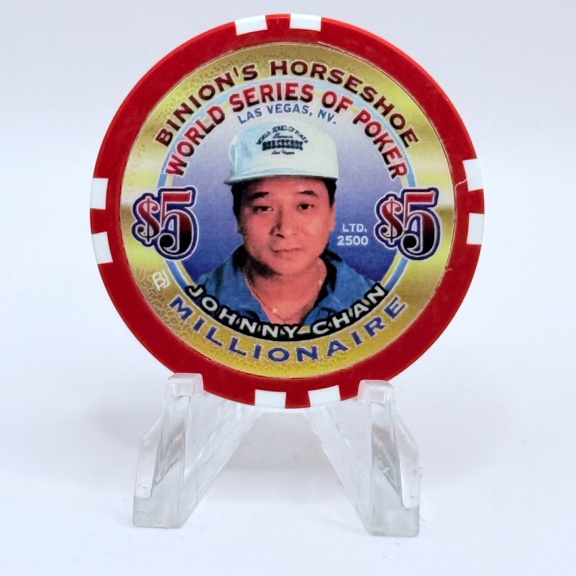 Horseshoe Club (Binion's) Las Vegas Nevada 2002 'Johnny Chan' Series 17 LE $5 Casino Chip V9075