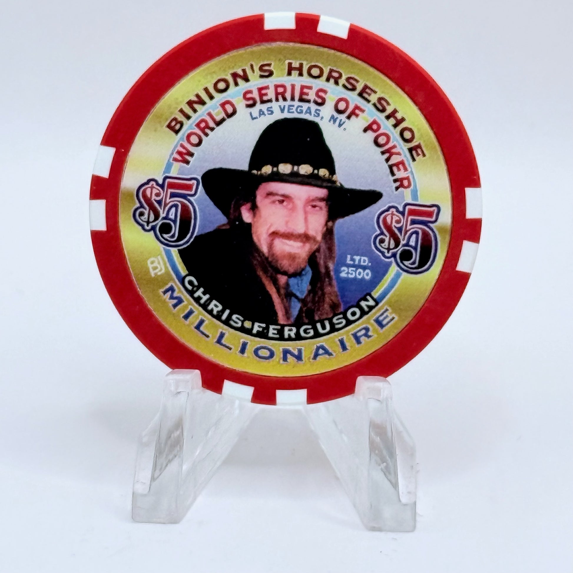 Horseshoe Club (Binion's) Las Vegas Nevada 2002 'Chris Ferguson' Series 17 LE $5 Casino Chip V9079