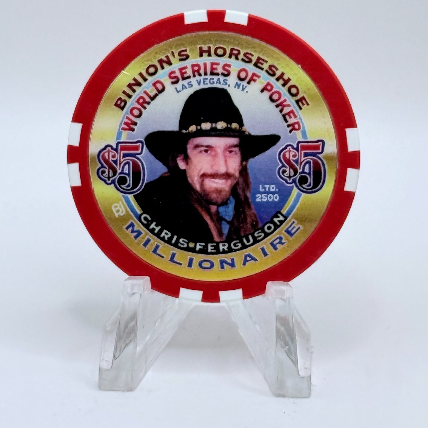 Horseshoe Club (Binion's) Las Vegas Nevada 2002 'Chris Ferguson' Series 17 LE $5 Casino Chip V9079
