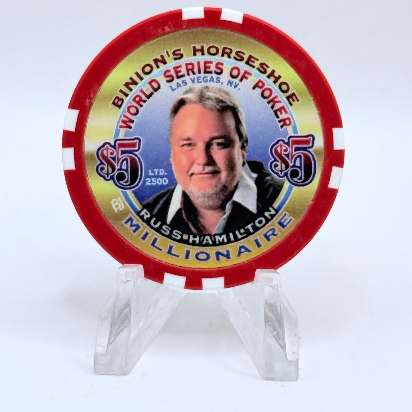 Horseshoe Club (Binion's) Las Vegas Nevada 2002 'Russ Hamilton' Series 17 LE $5 Casino Chip V9081