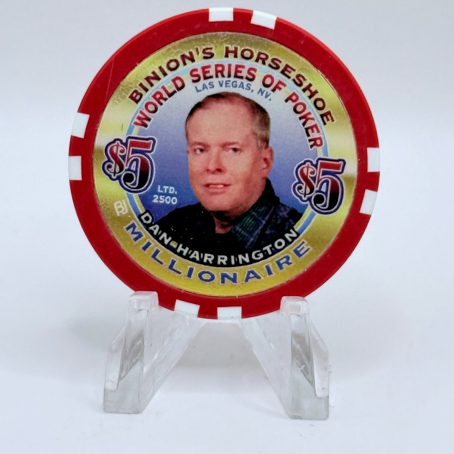 Horseshoe Club (Binion's) Las Vegas Nevada 2002 'Dan Harrington' Series 17 LE $5 Casino Chip V9082