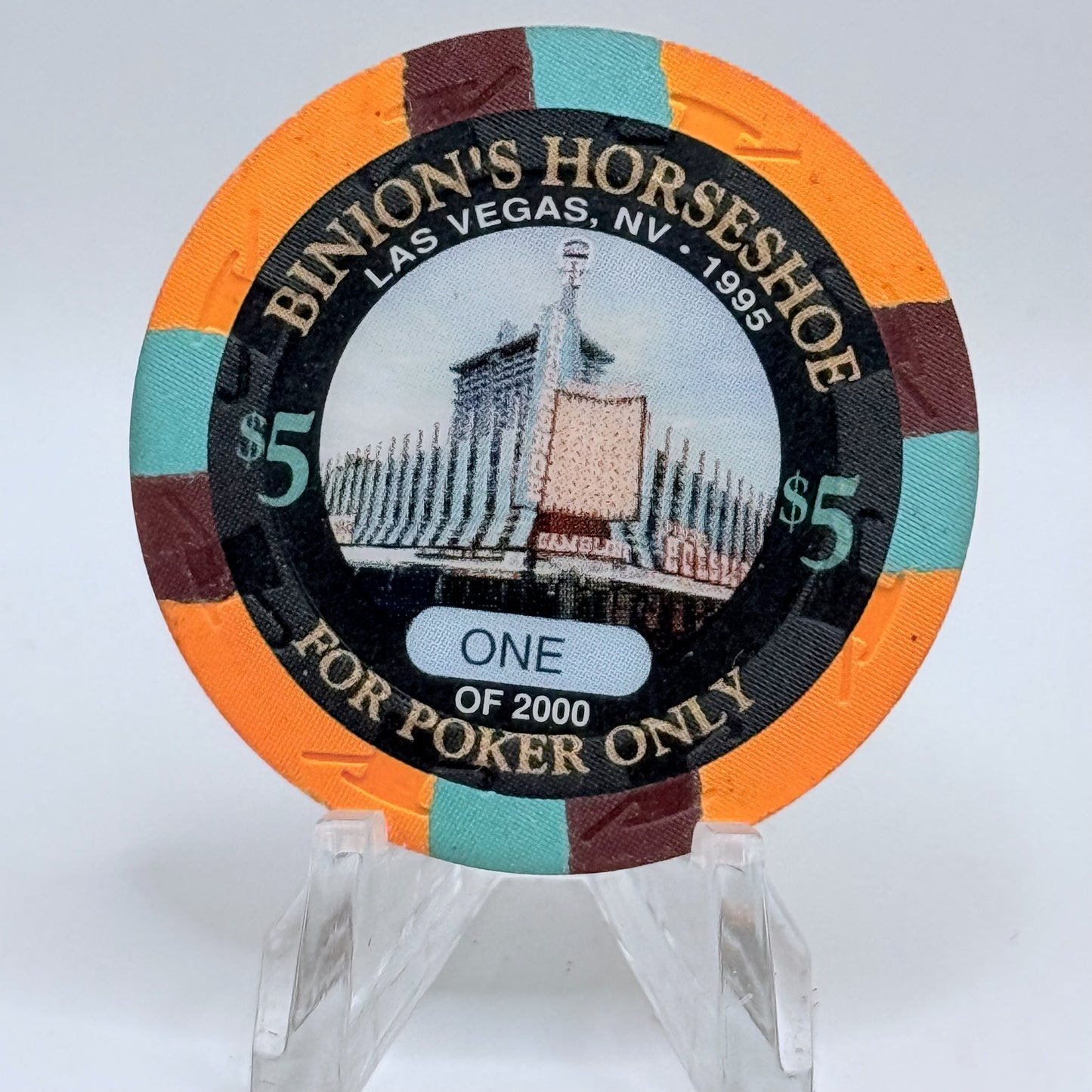 Horseshoe Club (Binion's) Las Vegas Nevada 1995 'Poker Hall Of Fame' LE $5 Casino Chip N2589