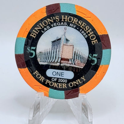Horseshoe Club (Binion's) Las Vegas Nevada 1995 'Poker Hall Of Fame' LE $5 Casino Chip N2589