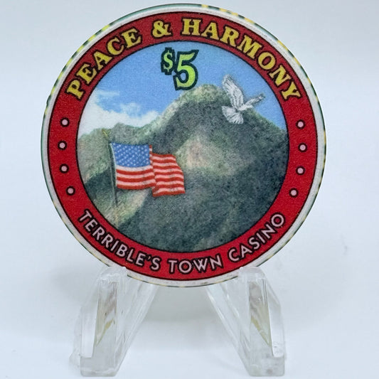 Terrible's Town Pahrump Nevada 2000 'Peace And Harmony' LE $5 Casino Chip V5743