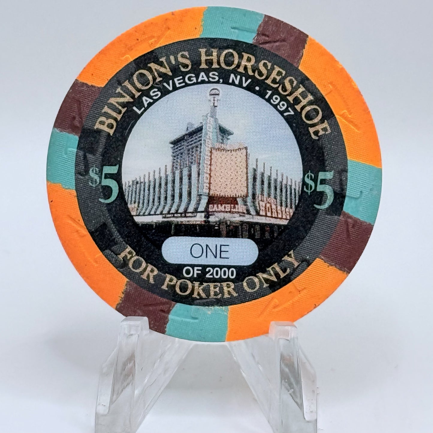 Horseshoe Club (Binion's) Las Vegas Nevada 1997 'Poker Hall Of Fame' LE $5 Casino Chip N9976