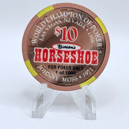 Horseshoe Club (Binion's) Las Vegas Nevada 1996 'Johnny Moss' LE $10 Casino Chip N8605