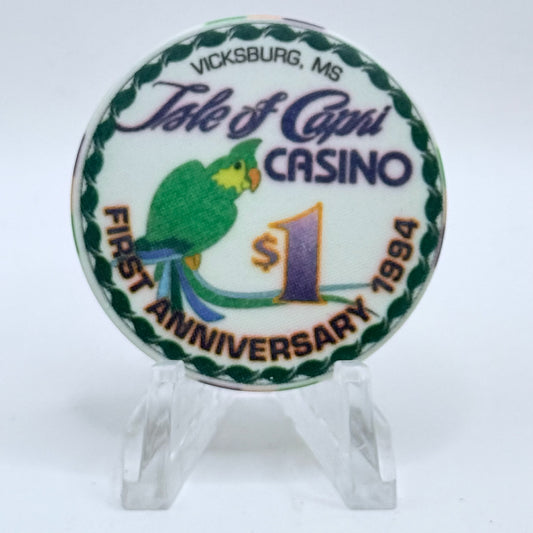 Isle of Capri Vicksburg Mississippi 1994 '1st Anniversary' LE $1 Casino Chip