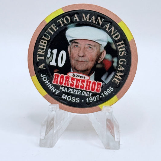 Horseshoe Club (Binion's) Las Vegas Nevada 1996 'Johnny Moss' LE $10 Casino Chip N8607