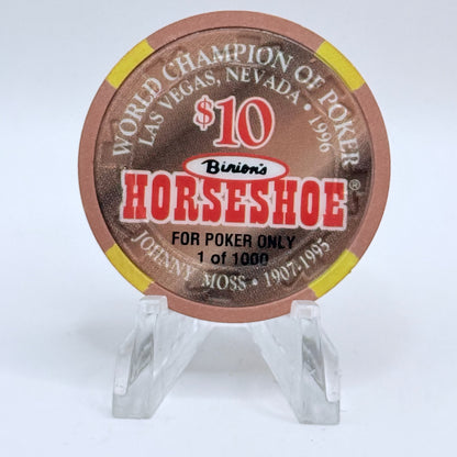 Horseshoe Club (Binion's) Las Vegas Nevada 1996 'Johnny Moss' LE $10 Casino Chip N8607