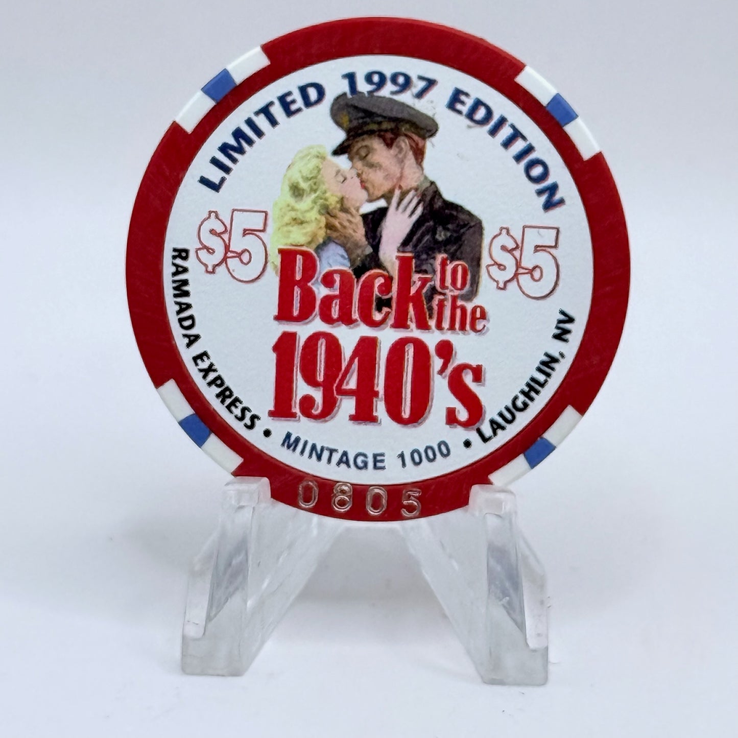 Ramada Express Laughlin Nevada 1998 'Back to the 1940's' LE $5 Casino Chip V1363