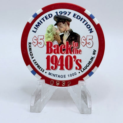 Ramada Express Laughlin Nevada 1998 'Back To The 1940's' LE $5 Casino Chip V1358