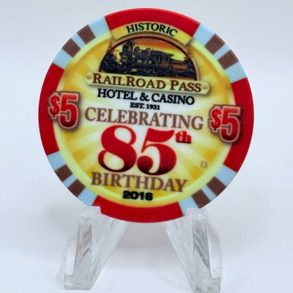 Railroad Pass Henderson Nevada 2016 'Celebrating 85th Birthday' LE $5 Casino Chip D2499