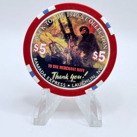 Ramada Express Laughlin Nevada 1998 'Back To The 1940's' LE $5 Casino Chip V1357