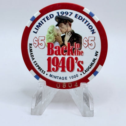 Ramada Express Laughlin Nevada 1998 'Back To The 1940's' LE $5 Casino Chip V1357