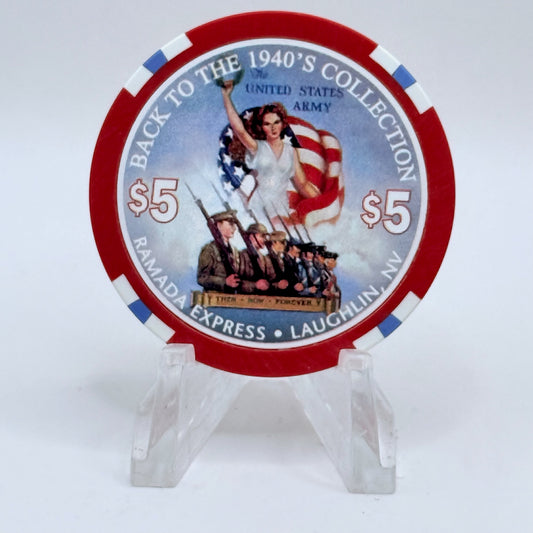 Ramada Express Laughlin Nevada 1998 'Back To The 1940's' LE $5 Casino Chip V1360