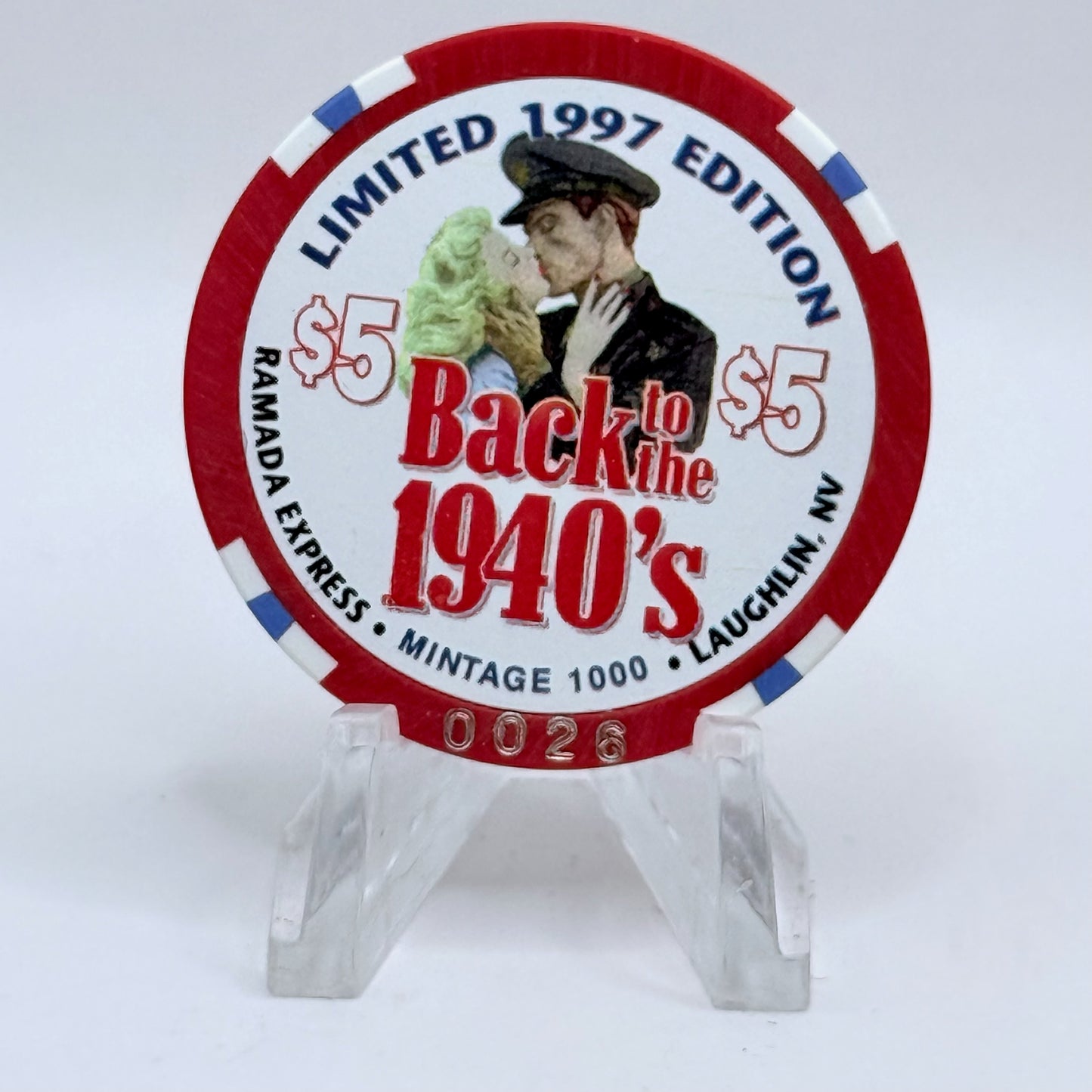 Ramada Express Laughlin Nevada 1998 'Back To The 1940's' LE $5 Casino Chip V1360