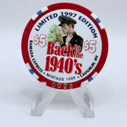 Ramada Express Laughlin Nevada 1998 'Back To The 1940's' LE $5 Casino Chip V1360