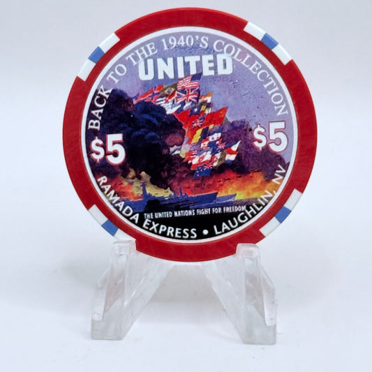 Ramada Express Laughlin Nevada 1998 'Back To The 1940's' LE $5 Casino Chip V1364
