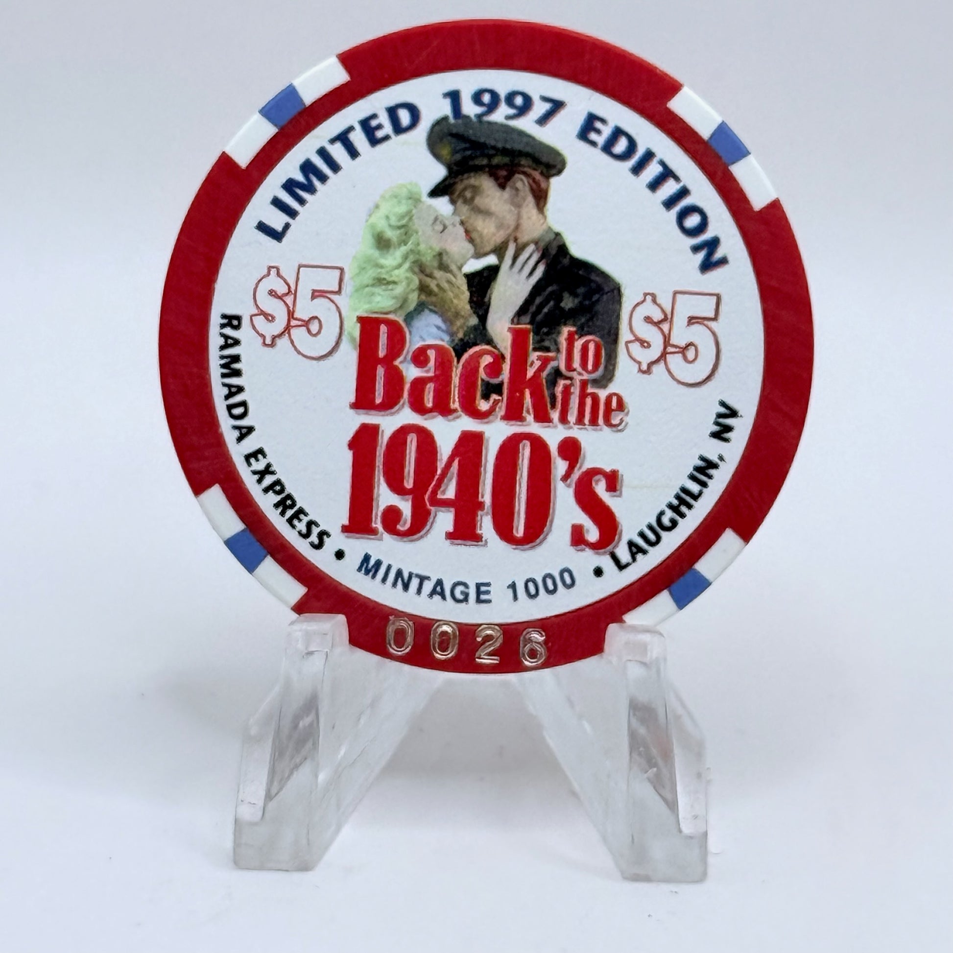 Ramada Express Laughlin Nevada 1998 'Back To The 1940's' LE $5 Casino Chip V1364