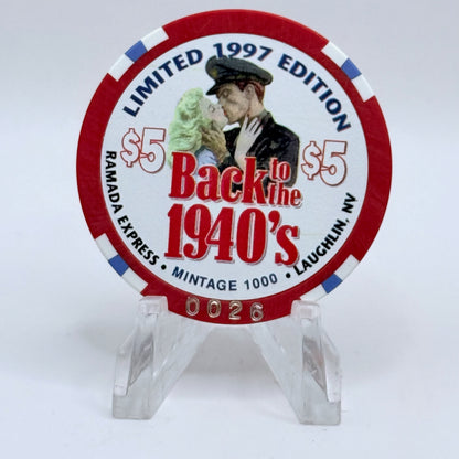 Ramada Express Laughlin Nevada 1998 'Back To The 1940's' LE $5 Casino Chip V1364