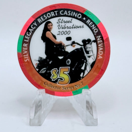 Silver Legacy Reno Nevada 2000 'Street Vibrations, Collector Series' LE $5 Casino Chip V6285