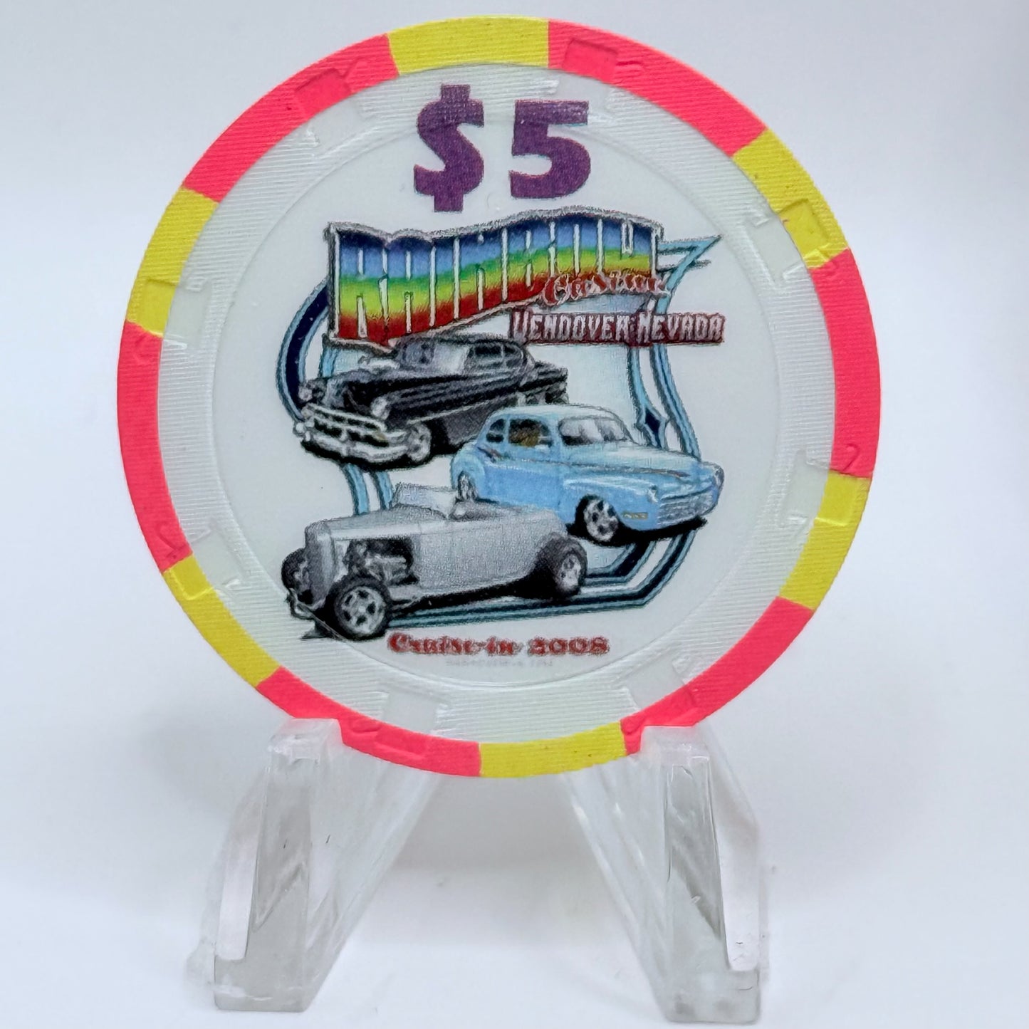 Rainbow Casino Wendover Nevada 2008 'Cruise-in' LE $5 Casino Chip E8856