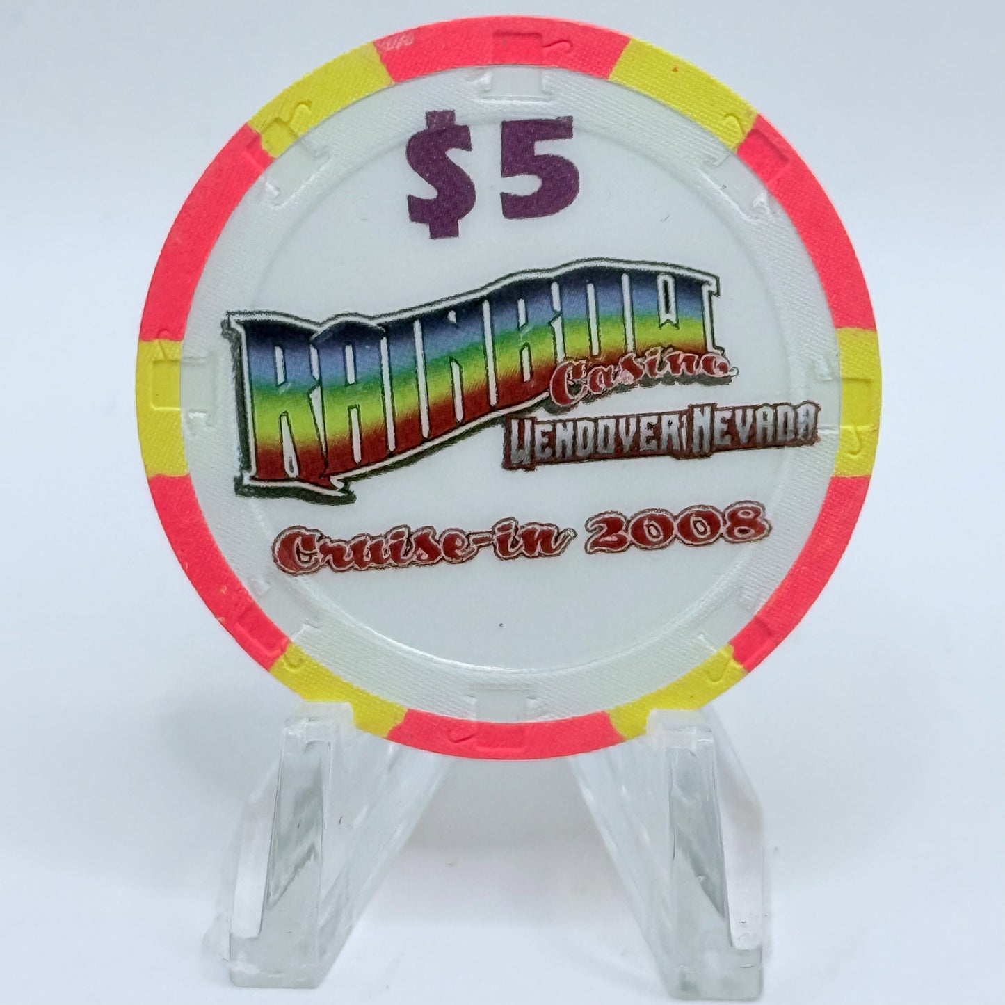 Rainbow Casino Wendover Nevada 2008 'Cruise-in' LE $5 Casino Chip E8856