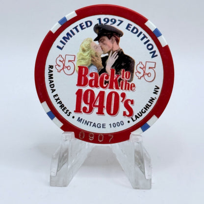 Ramada Express Laughlin Nevada 1998 'Back To The 1940's' LE $5 Casino Chip V1362