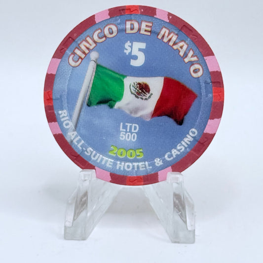 Rio Las Vegas Nevada 2005 'Cinco De Mayo' LE $5 Casino Chip E4625