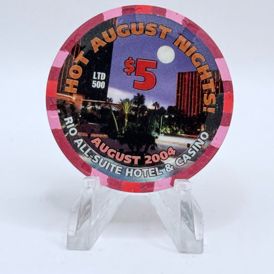 Rio Las Vegas Nevada 2004 'Hot August Nights' LE $5 Casino Chip E3658