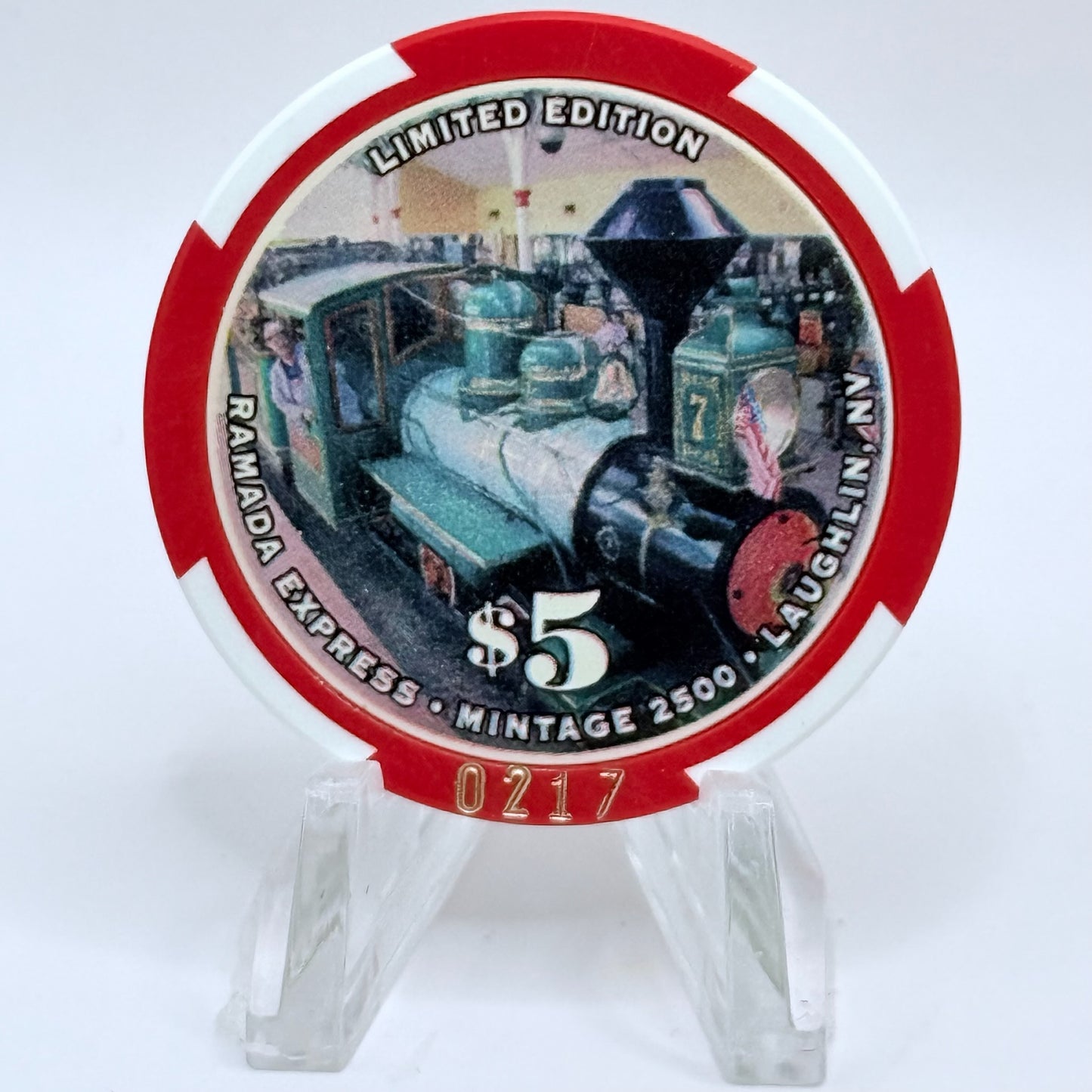 Ramada Express Laughlin Nevada 2001 'St. Patrick's Day' LE $5 Casino Chip V7432