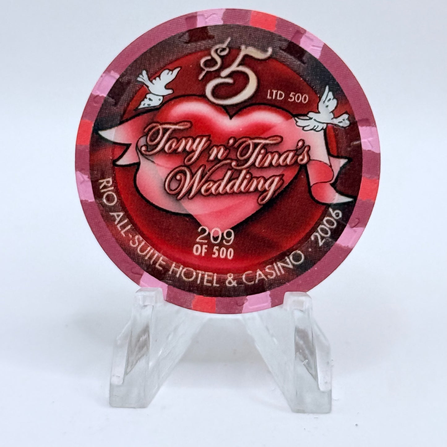 Rio Las Vegas Nevada 2007 'Tony N' Tina's Wedding' LE $5 Casino Chip E8275