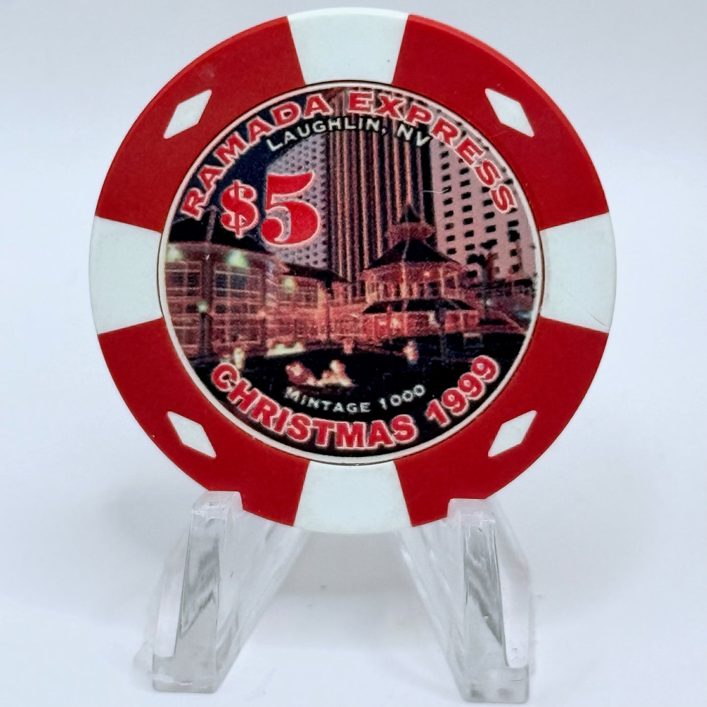 Ramada Express Laughlin Nevada 1999 'Christmas' LE $5 Casino Chip V5326