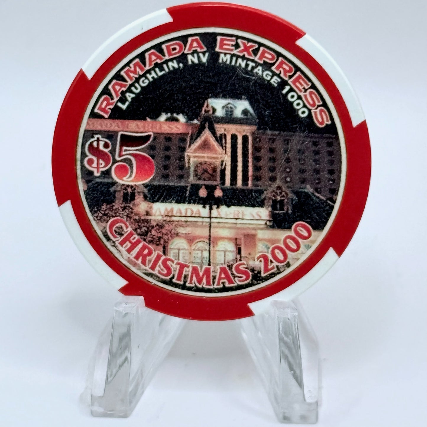 Ramada Express Laughlin Nevada 2000 'Christmas' LE $5 Casino Chip V7032