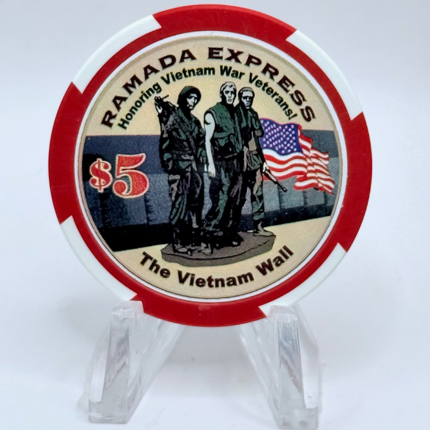 Ramada Express Laughlin Nevada 2001 'Vietnam Wall' LE $5 Casino Chip V9547
