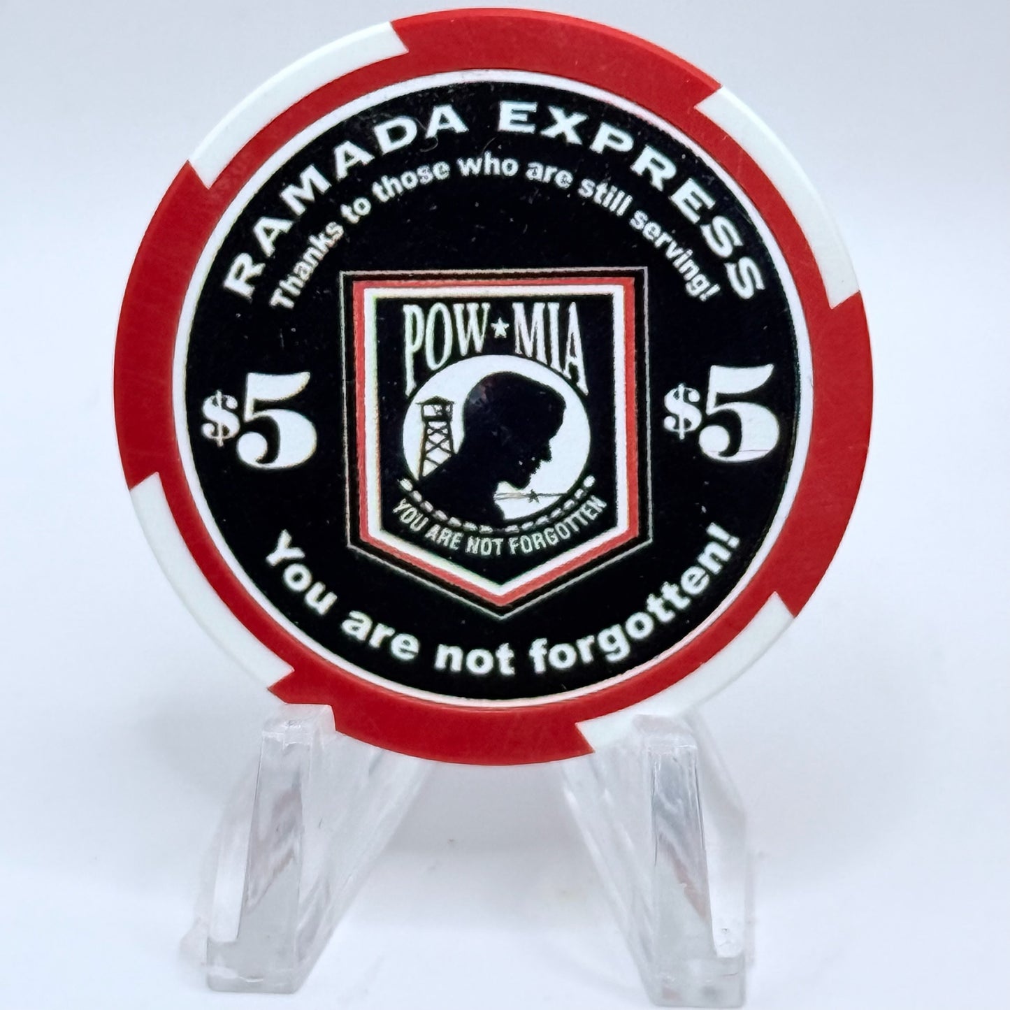 Ramada Express Laughlin Nevada 2001 'POW MIA' LE $5 Casino Chip V9539