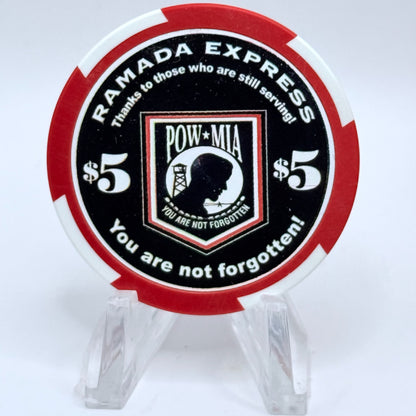 Ramada Express Laughlin Nevada 2001 'POW MIA' LE $5 Casino Chip V9539