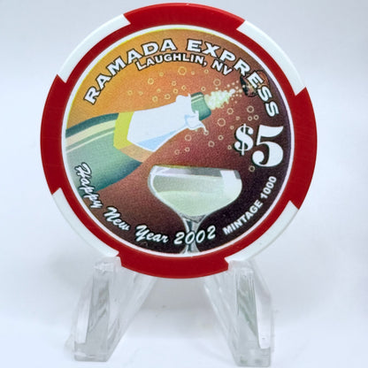 Ramada Express Laughlin Nevada 2001 'Christmas & New Year ' LE $5 Casino Chip V9535