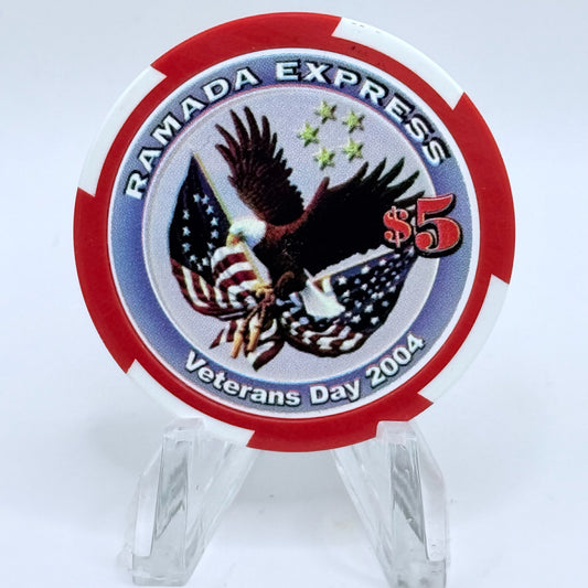 Ramada Express Laughlin Nevada 2004 'Veteran's Day' LE $5 Casino Chip E4318