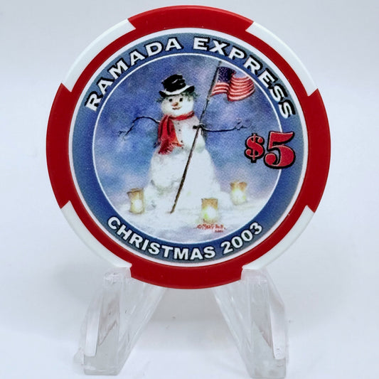 Ramada Express Laughlin Nevada 2003 'Christmas' LE $5 Casino Chip E4556
